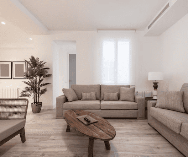 Interior painting project in a modern living room in Sarasota, Florida.